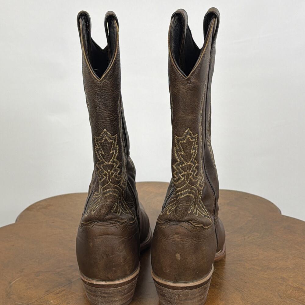 Justin Women's 8.5 Brown Leather Square Toe Western Cowgirl Boots Made in USA - Picture 8 of 10
